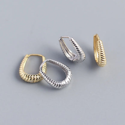 1 Pair Casual Spiral Stripe Sterling Silver Earrings