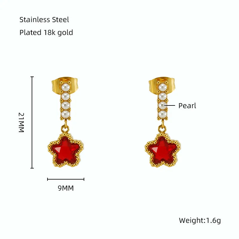 1 Pair Casual Star 304 Stainless Steel 18K Gold Plated Drop Earrings