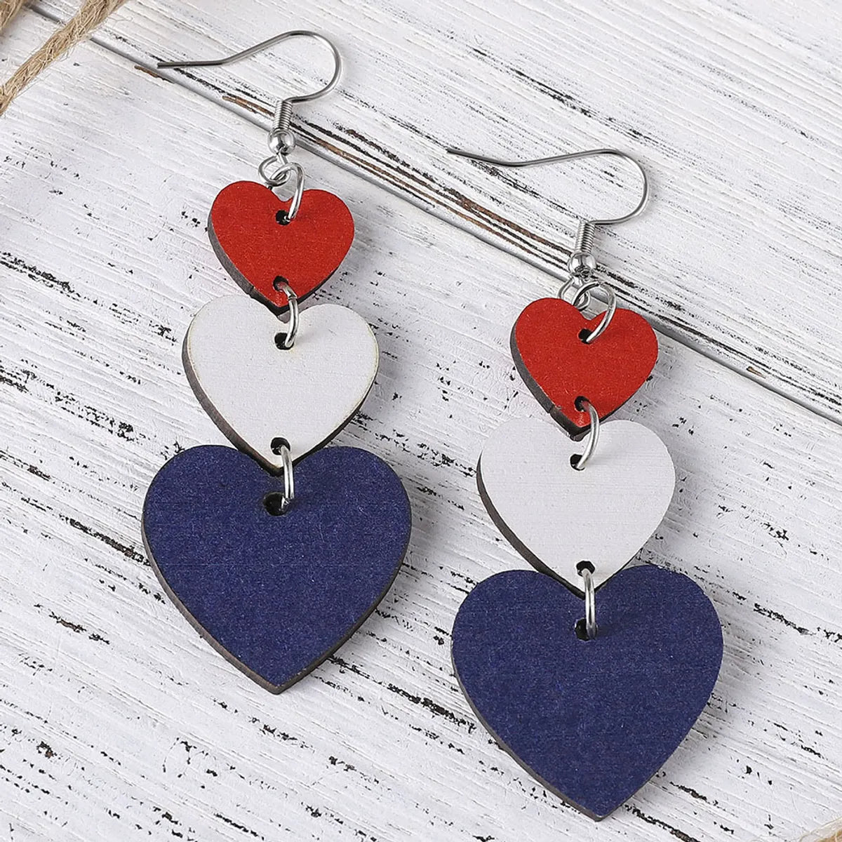 1 Pair Casual Star Heart Shape 304 Stainless Steel Wood Drop Earrings