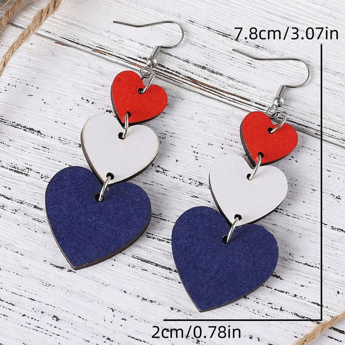 1 Pair Casual Star Heart Shape 304 Stainless Steel Wood Drop Earrings