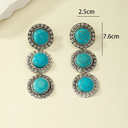 1 Pair Casual Streetwear Geometric Plating Inlay Alloy Turquoise Drop Earrings