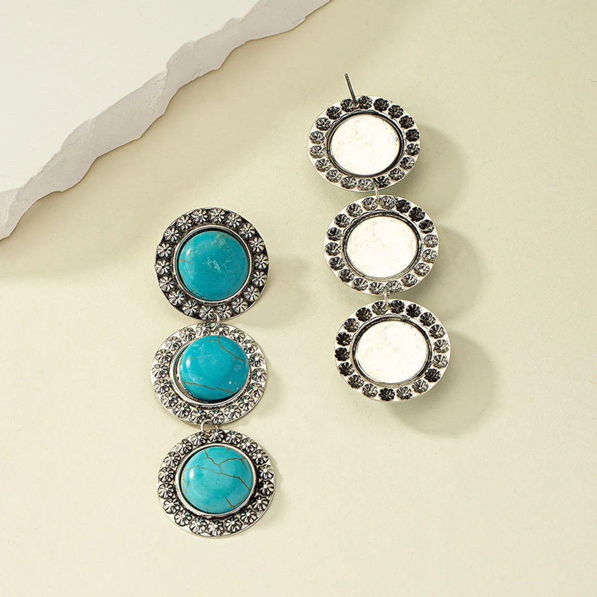 1 Pair Casual Streetwear Geometric Plating Inlay Alloy Turquoise Drop Earrings