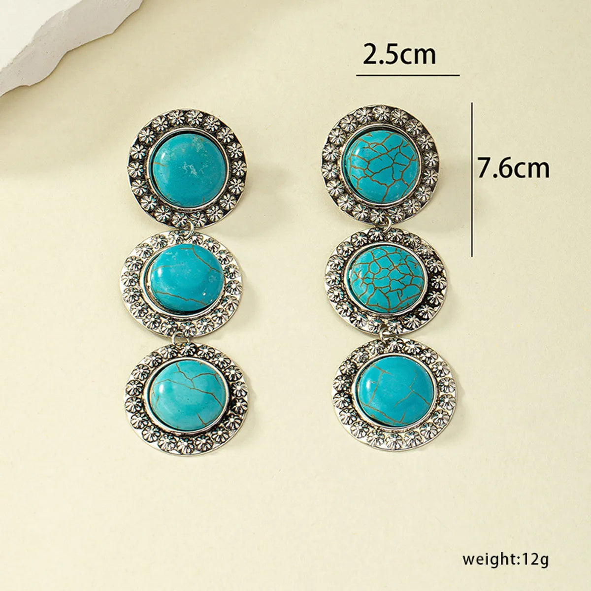 1 Pair Casual Streetwear Geometric Plating Inlay Alloy Turquoise Drop Earrings