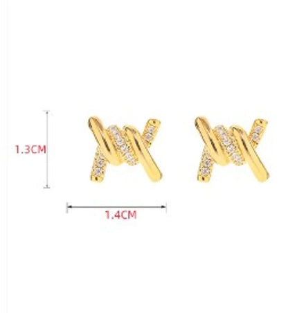 1 Pair Casual Streetwear Geometric Plating Inlay Copper Zircon Ear Studs