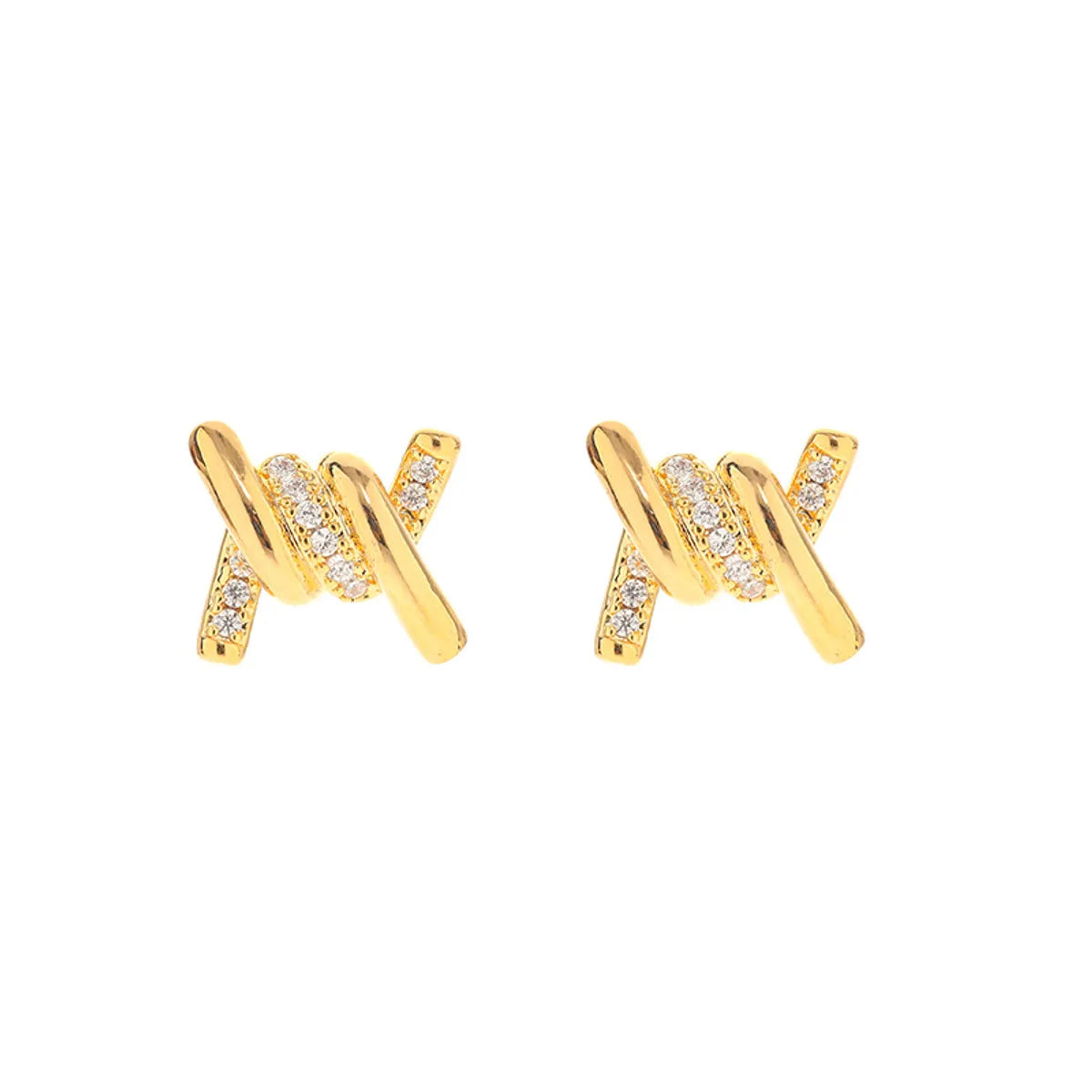 1 Pair Casual Streetwear Geometric Plating Inlay Copper Zircon Ear Studs