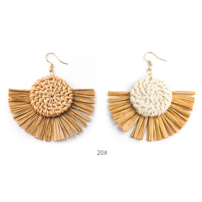 1 Pair Casual Streetwear Geometric Plating Raffia Rattan Drop Earrings