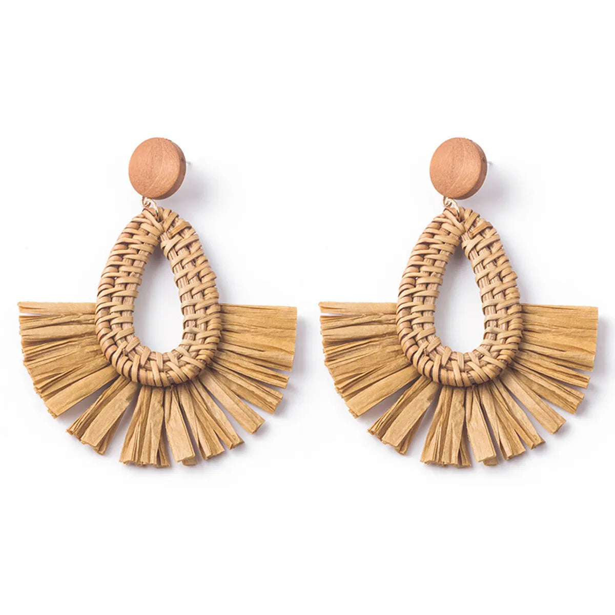 1 Pair Casual Streetwear Geometric Plating Raffia Rattan Drop Earrings