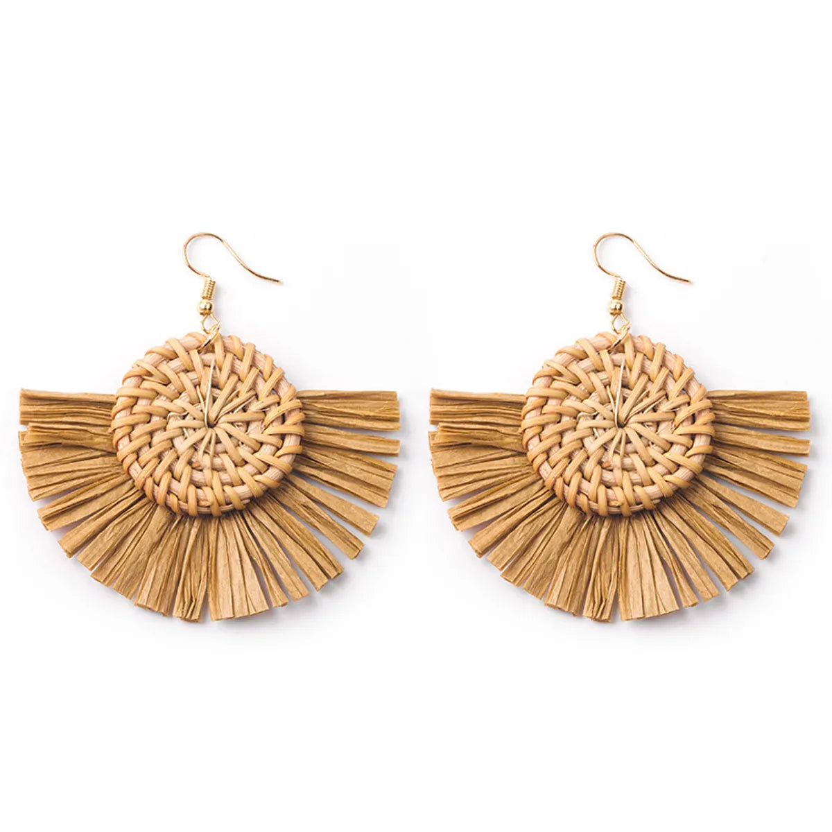 1 Pair Casual Streetwear Geometric Plating Raffia Rattan Drop Earrings