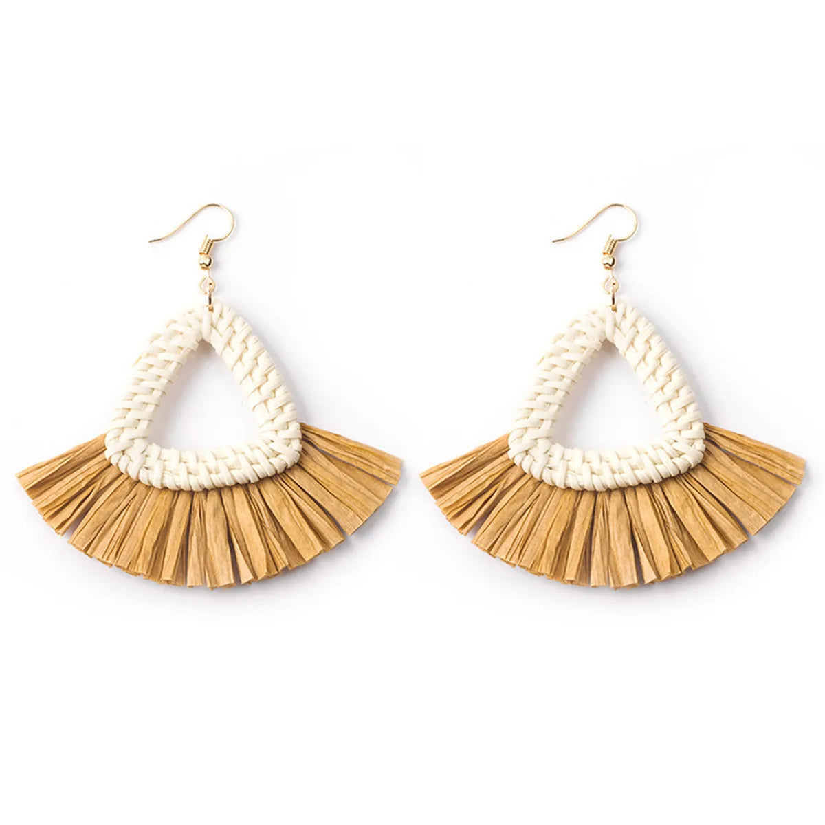 1 Pair Casual Streetwear Geometric Plating Raffia Rattan Drop Earrings