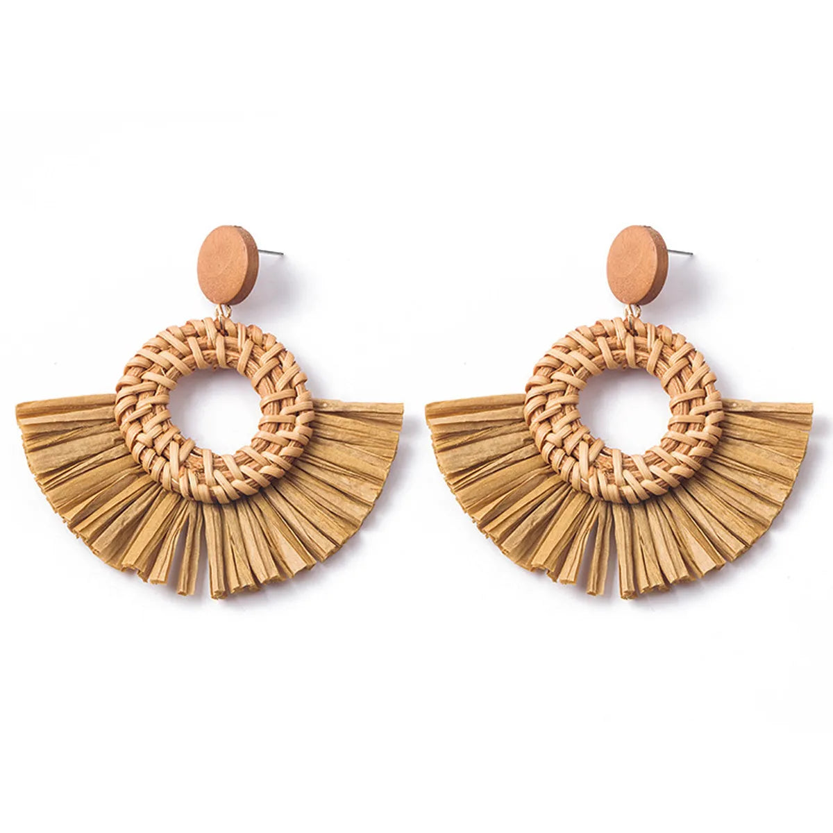 1 Pair Casual Streetwear Geometric Plating Raffia Rattan Drop Earrings