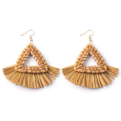 1 Pair Casual Streetwear Geometric Plating Raffia Rattan Drop Earrings