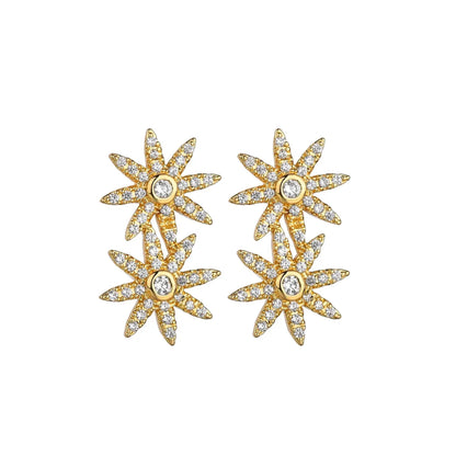 1 Pair Casual Streetwear Hexagram Plating Inlay Copper Brass Zircon 18k Gold Plated White Gold Plated Ear Studs