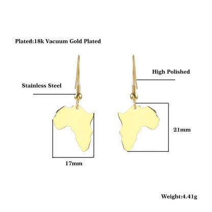 1 Pair Casual Streetwear Map Plating Stainless Steel 18K Gold Plated Drop Earrings