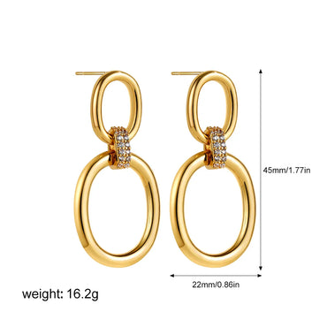 1 Pair Casual Streetwear Oval Hollow Out Inlay Copper Zircon Drop Earrings