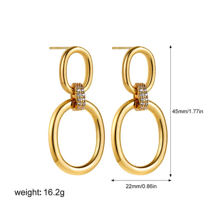 1 Pair Casual Streetwear Oval Hollow Out Inlay Copper Zircon Drop Earrings