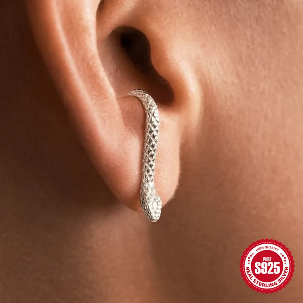 1 Pair Casual Streetwear Snake Plating Sterling Silver Ear Studs