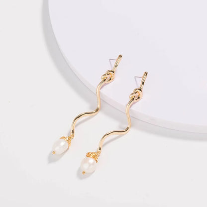 1 Pair Casual Streetwear Waves Resin Copper Drop Earrings