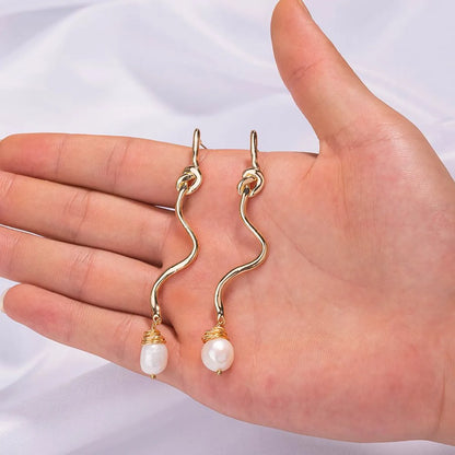 1 Pair Casual Streetwear Waves Resin Copper Drop Earrings