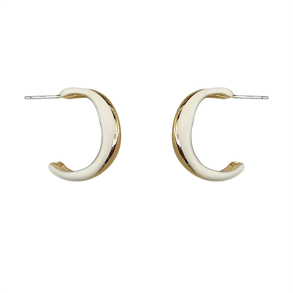 1 Pair Casual Sweet Artistic C Shape Enamel Copper 18K Gold Plated Ear Studs