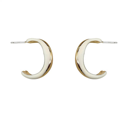 1 Pair Casual Sweet Artistic C Shape Enamel Copper 18K Gold Plated Ear Studs