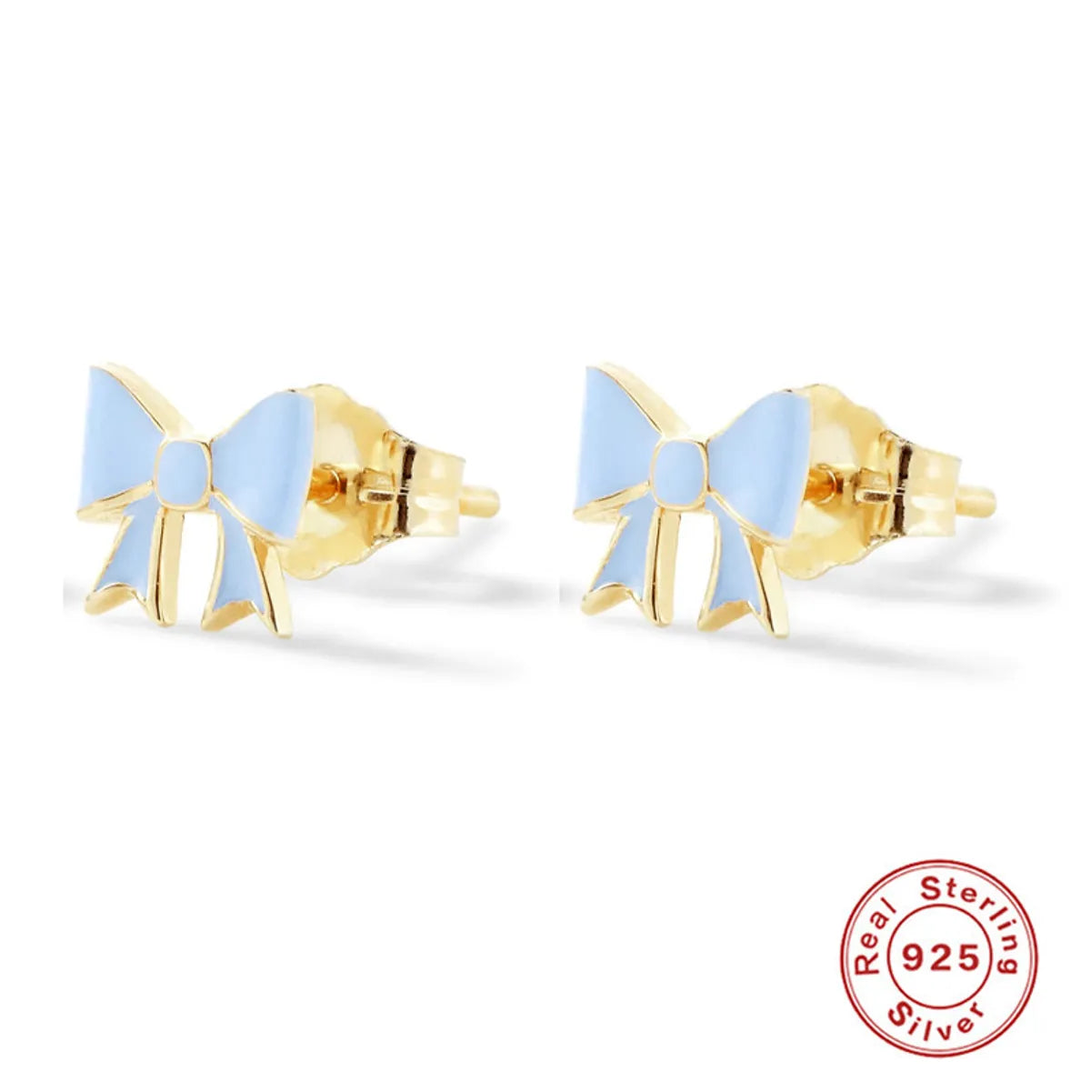 1 Pair Casual Sweet Bow Knot Enamel Plating Sterling Silver Ear Studs