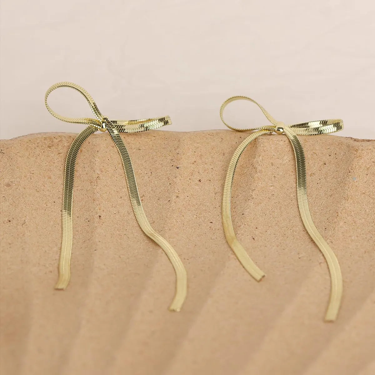 1 Pair Casual Sweet Bow Knot Titanium Steel Gold Plated Silver Plated Drop Earrings