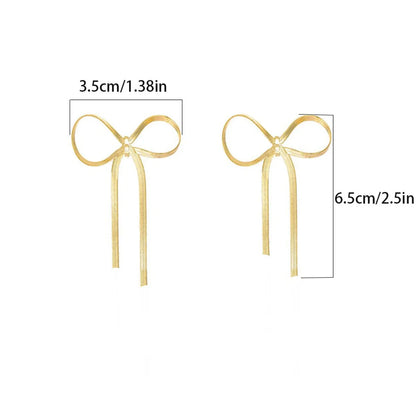 1 Pair Casual Sweet Bow Knot Titanium Steel Gold Plated Silver Plated Drop Earrings