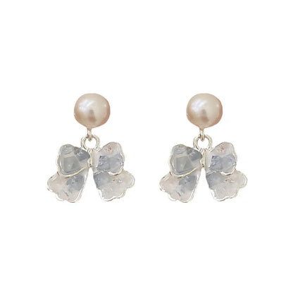 1 Pair Casual Sweet Butterfly Bow Knot Plating Inlay Alloy Artificial Crystal Pearl Drop Earrings