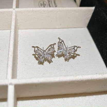 1 Pair Casual Sweet Butterfly Inlay Copper Zircon Ear Studs