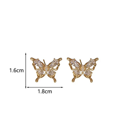 1 Pair Casual Sweet Butterfly Inlay Copper Zircon Ear Studs