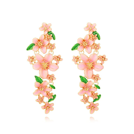 1 Pair Casual Sweet Flower Enamel Zinc Alloy Drop Earrings