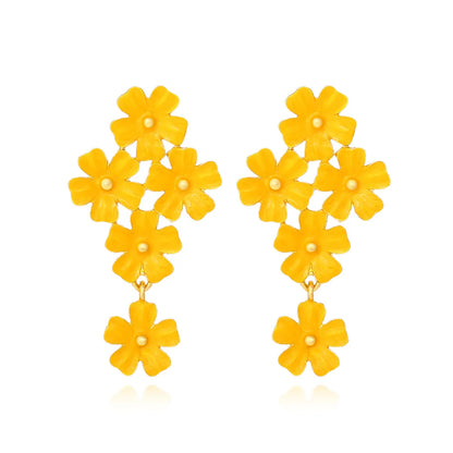 1 Pair Casual Sweet Flower Enamel Zinc Alloy Drop Earrings