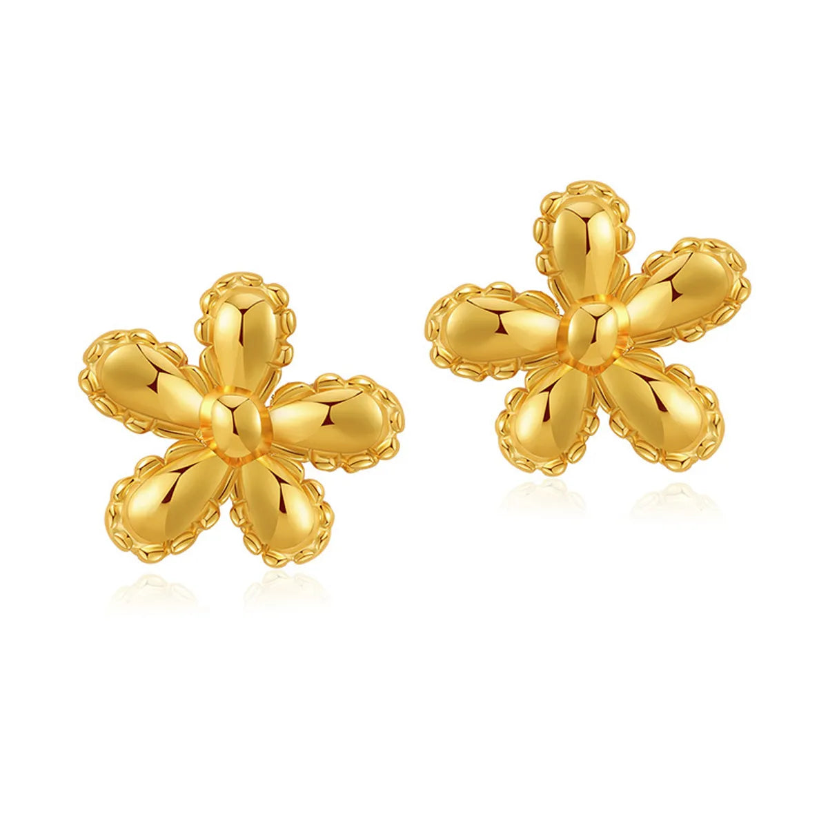 1 Pair Casual Sweet Flower Plating Copper 18k Gold Plated Ear Studs