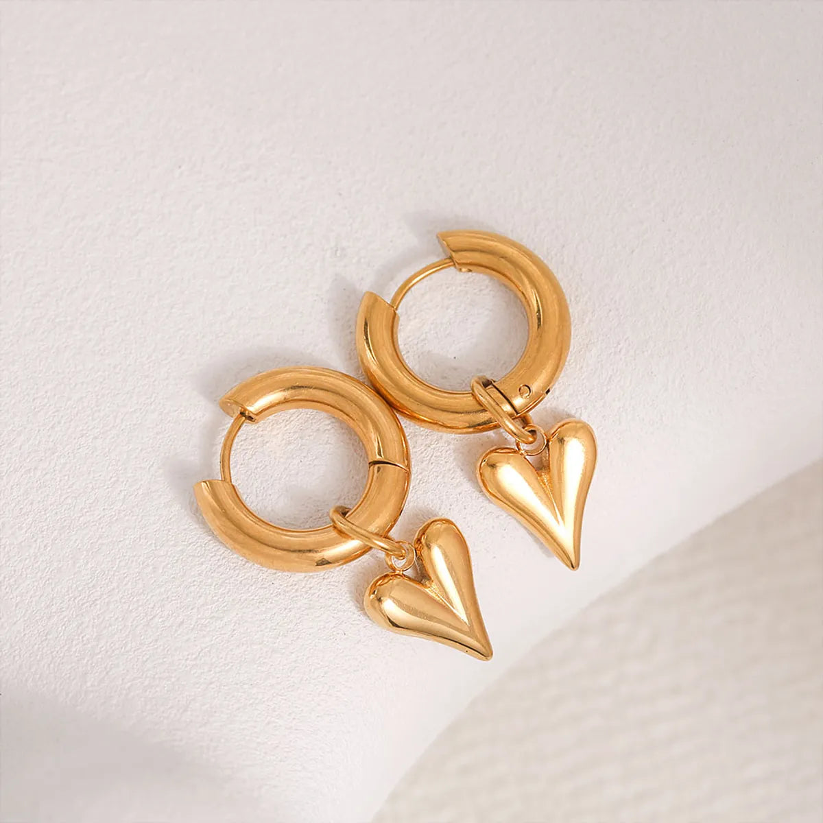 1 Pair Casual Sweet Heart Shape 304 Stainless Steel Drop Earrings