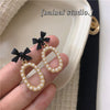 1 Pair Casual Sweet Heart Shape Flower Bow Knot Tassel Enamel Inlay Alloy Rhinestones Drop Earrings Ear Studs