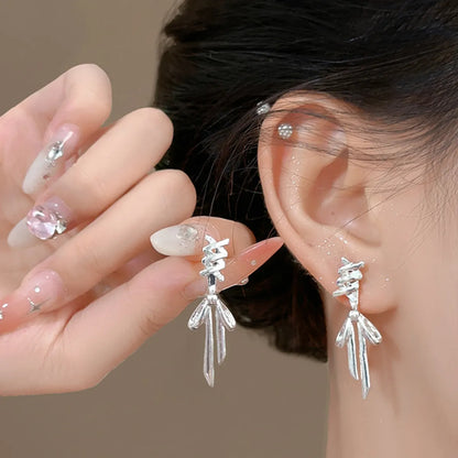 1 Pair Casual Sweet Heart Shape Flower Bow Knot Tassel Enamel Inlay Alloy Rhinestones Drop Earrings Ear Studs