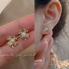 1 Pair Casual Sweet Heart Shape Flower Bow Knot Tassel Enamel Inlay Alloy Rhinestones Drop Earrings Ear Studs