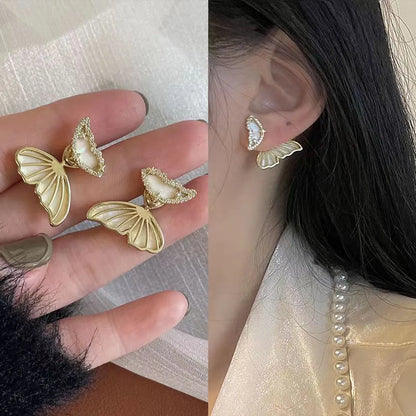 1 Pair Casual Sweet Heart Shape Flower Bow Knot Tassel Enamel Inlay Alloy Rhinestones Drop Earrings Ear Studs