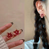 1 Pair Casual Sweet Heart Shape Flower Bow Knot Tassel Enamel Inlay Alloy Rhinestones Drop Earrings Ear Studs