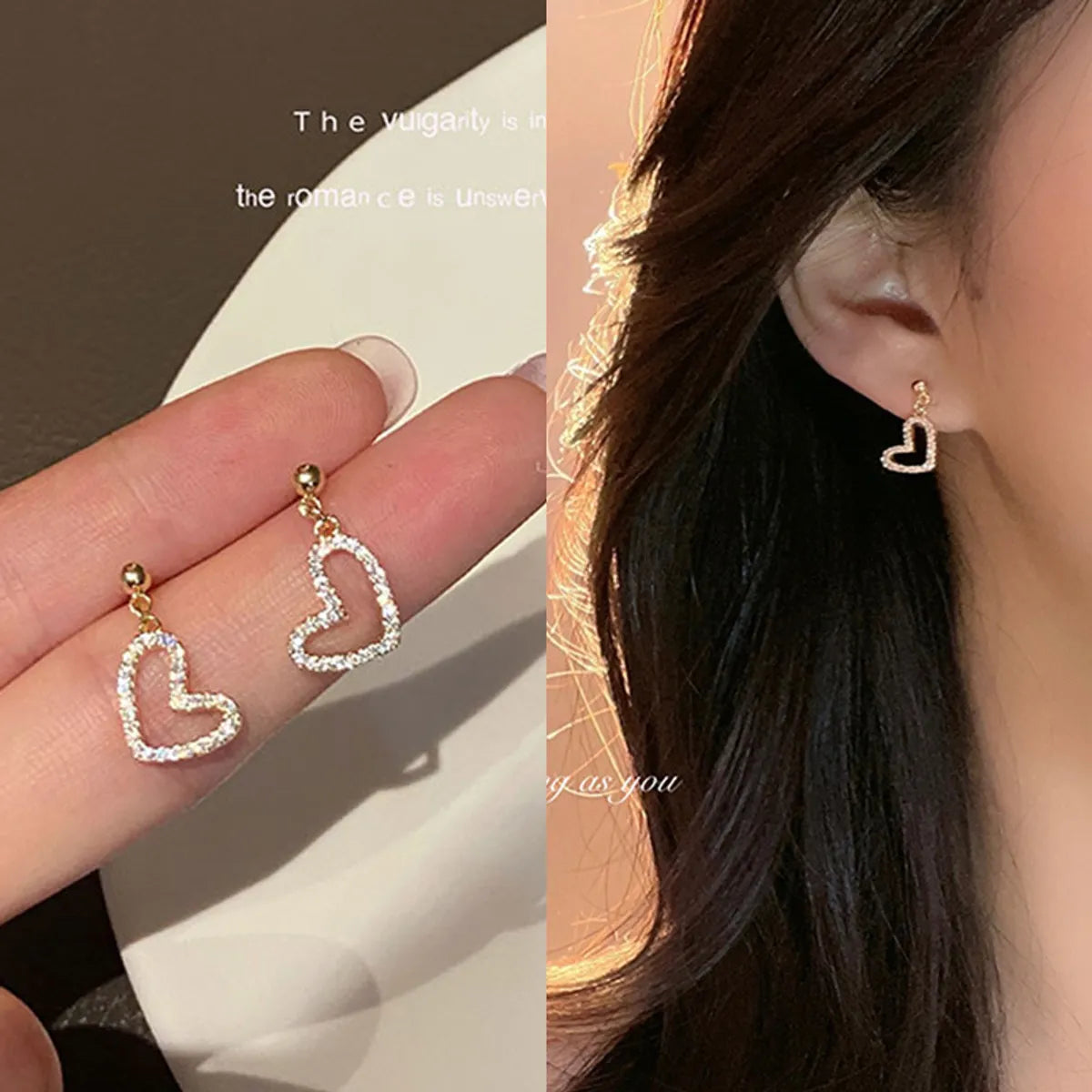 1 Pair Casual Sweet Heart Shape Flower Bow Knot Tassel Enamel Inlay Alloy Rhinestones Drop Earrings Ear Studs