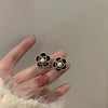 1 Pair Casual Sweet Heart Shape Flower Bow Knot Tassel Enamel Inlay Alloy Rhinestones Drop Earrings Ear Studs