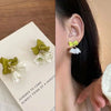 1 Pair Casual Sweet Heart Shape Flower Bow Knot Tassel Enamel Inlay Alloy Rhinestones Drop Earrings Ear Studs