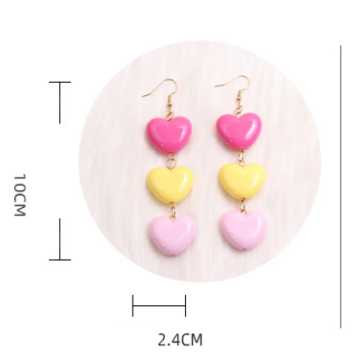 1 Pair Casual Sweet Heart Shape Patchwork Arylic Drop Earrings