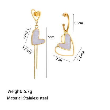 1 Pair Casual Sweet Heart Shape Plating Inlay 304 Stainless Steel Acrylic 18K Gold Plated Drop Earrings