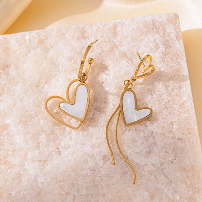 1 Pair Casual Sweet Heart Shape Plating Inlay 304 Stainless Steel Acrylic 18K Gold Plated Drop Earrings