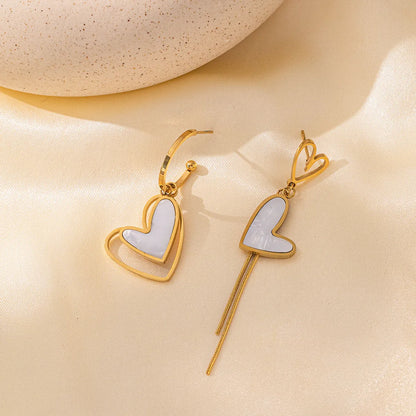 1 Pair Casual Sweet Heart Shape Plating Inlay 304 Stainless Steel Acrylic 18K Gold Plated Drop Earrings