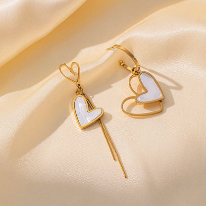 1 Pair Casual Sweet Heart Shape Plating Inlay 304 Stainless Steel Acrylic 18K Gold Plated Drop Earrings