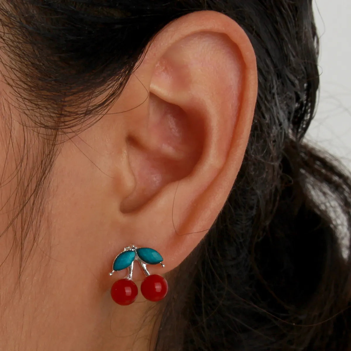 1 Pair Casual Sweet Pastoral Cherry Imitation Pearl Alloy Ear Studs