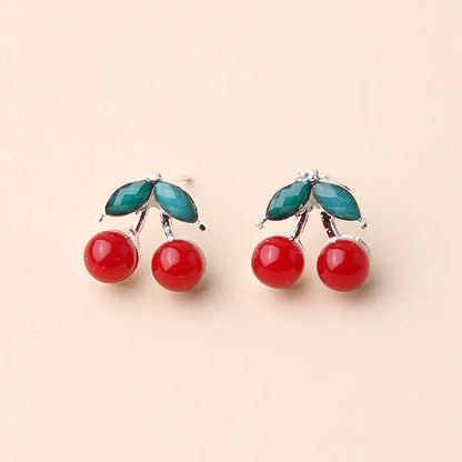 1 Pair Casual Sweet Pastoral Cherry Imitation Pearl Alloy Ear Studs