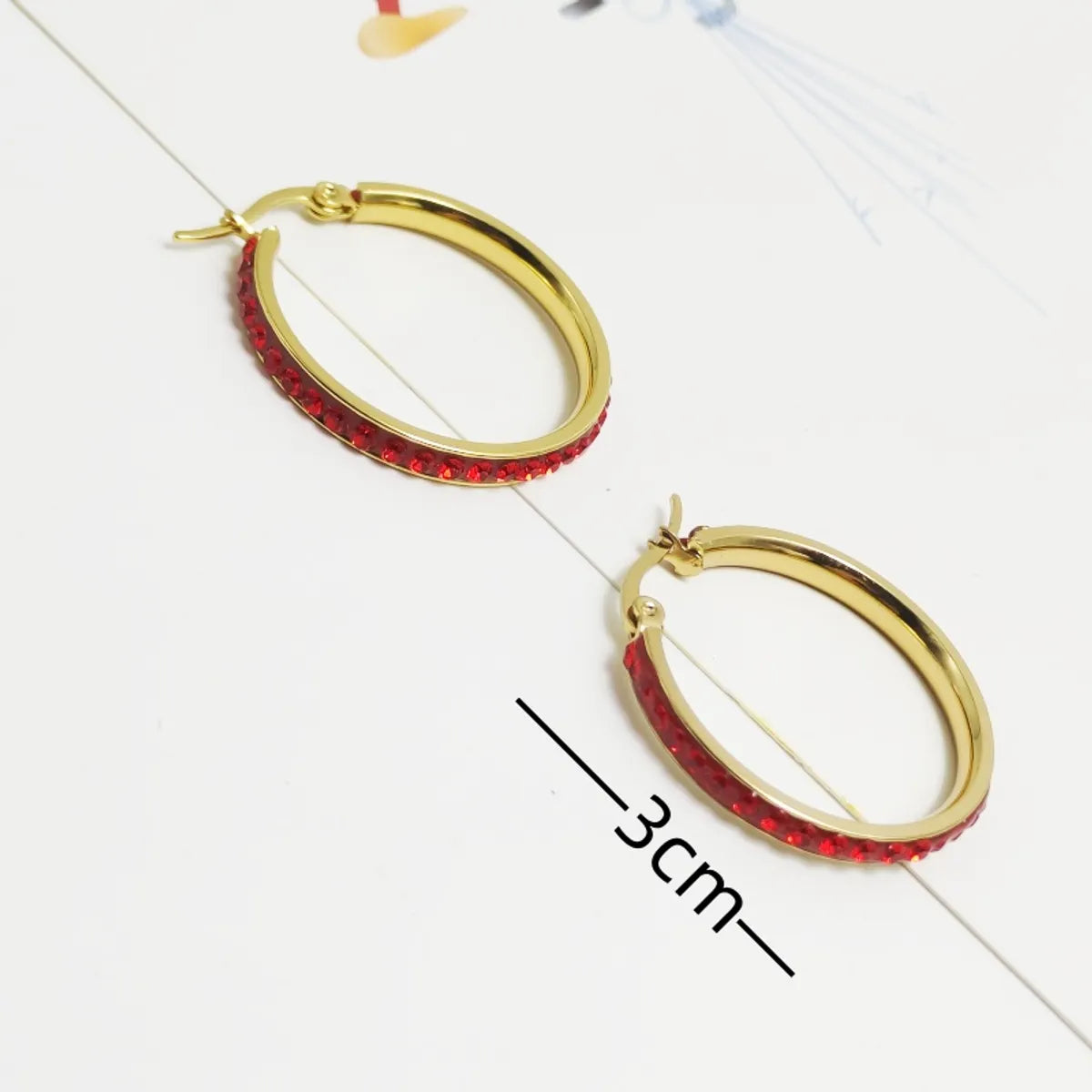 1 Pair Casual Sweet Pastoral Circle Inlay 304 Stainless Steel Rhinestones 18K Gold Plated Earrings